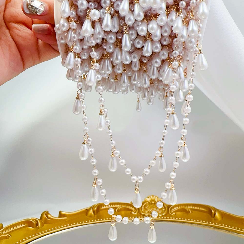 Pearl Trim Chain - 0.5M 1M Mutiara Imitasi Tetesan Air