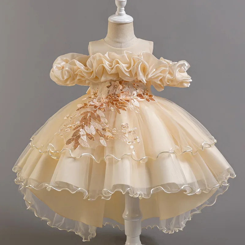 Lace Ribbon Trim - Gaun pesta bunga anak perempuan, gaun