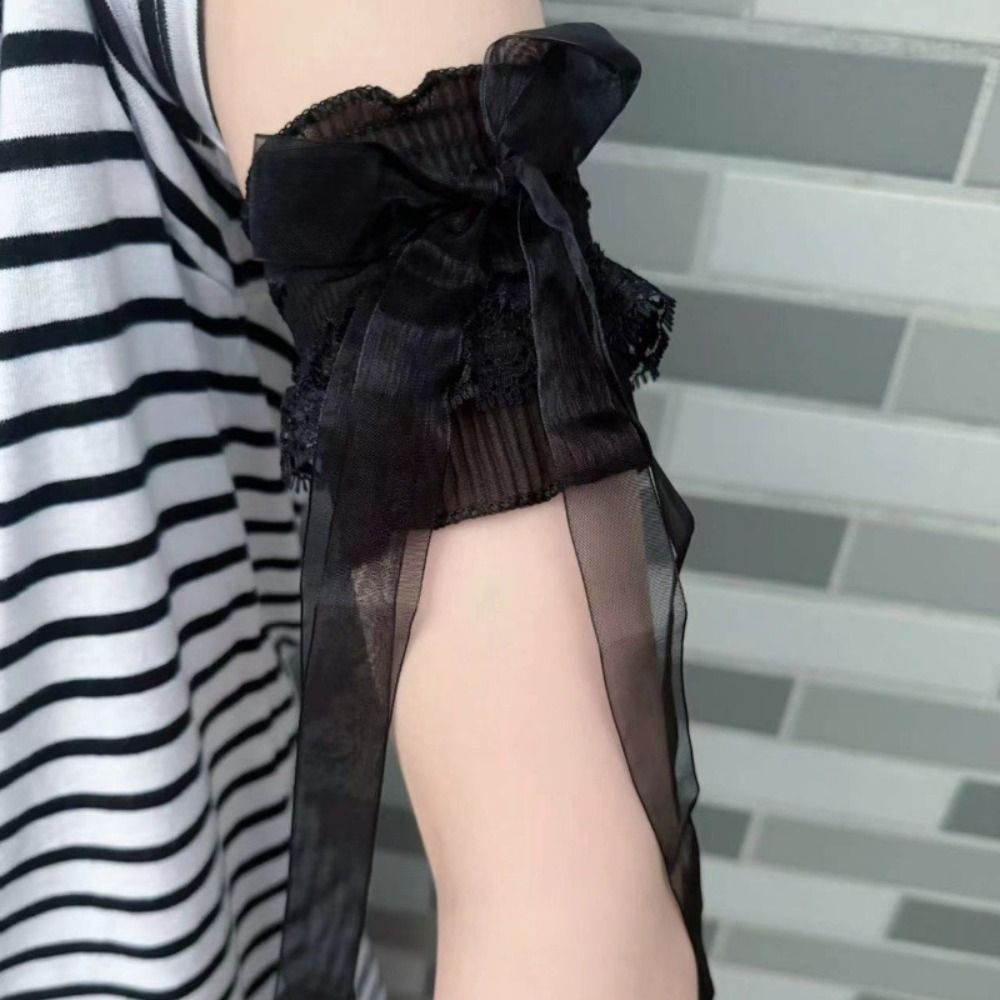 Lengan Palsu Berenda Gaya Loli - Lace Ribbon Trim ulasan dan harga